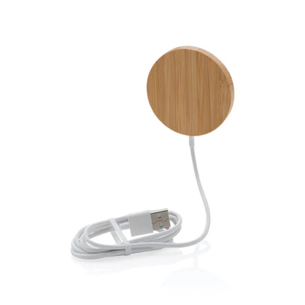 10W bamboo magnetic wireless charger - hospitality