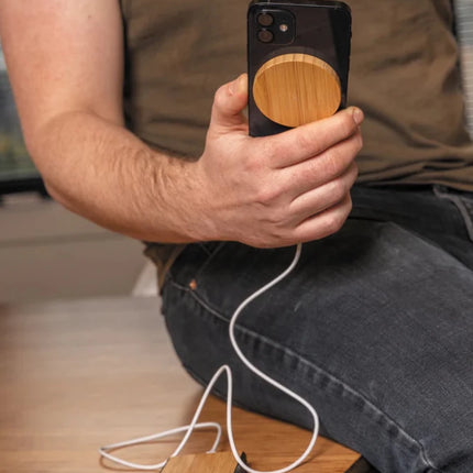 10W bamboo magnetic wireless charger - hospitality