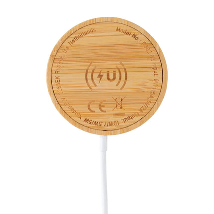 10W bamboo magnetic wireless charger - hospitality