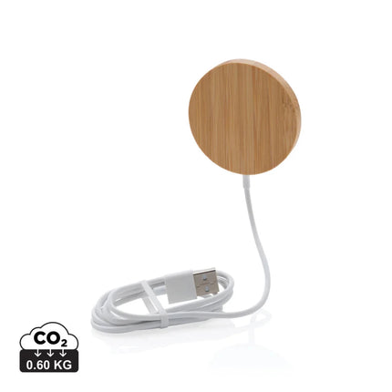 10W bamboo magnetic wireless charger - hospitality