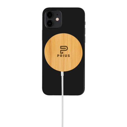 10W bamboo magnetic wireless charger - hospitality