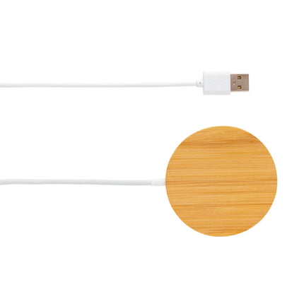 10W bamboo magnetic wireless charger - hospitality