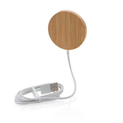 10W bamboo magnetic wireless charger - hospitality