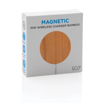 10W bamboo magnetic wireless charger - hospitality