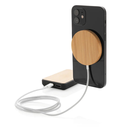 10W bamboo magnetic wireless charger - hospitality