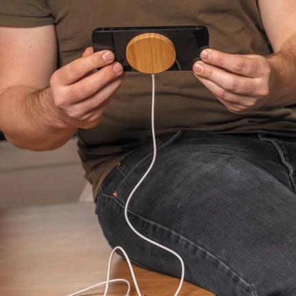 10W bamboo magnetic wireless charger - hospitality