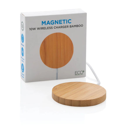 10W bamboo magnetic wireless charger - hospitality