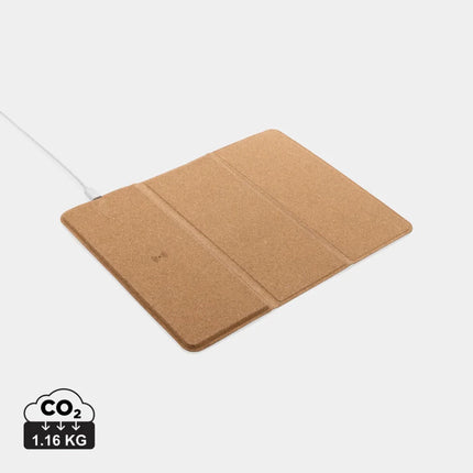 10W wireless charging cork mousepad and stand - hospitality