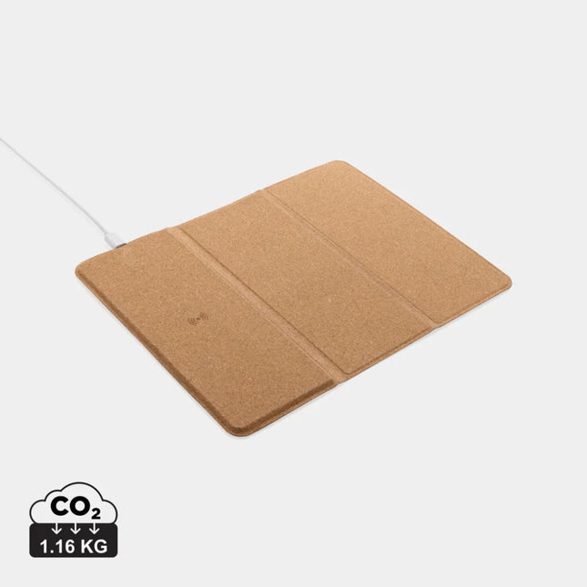 10W wireless charging cork mousepad and stand - hospitality