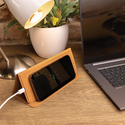 10W wireless charging cork mousepad and stand - hospitality