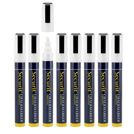 12 Pack Securit White Liquid Chalk Markers Wallet 14.5x1.5x2 cm - hospitality