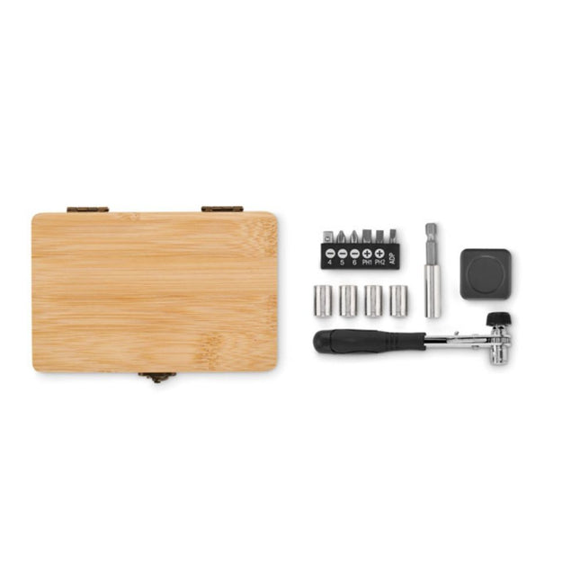 13 piece tool set in bamboo case pack of 25 - hospitality