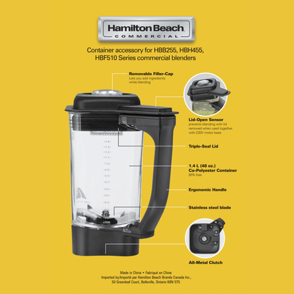 1.4L BPA Free Copolyester (Tritan) Container for Rio, Tango, Expeditor (HBB255, HBH455, HBF510) - hospitality