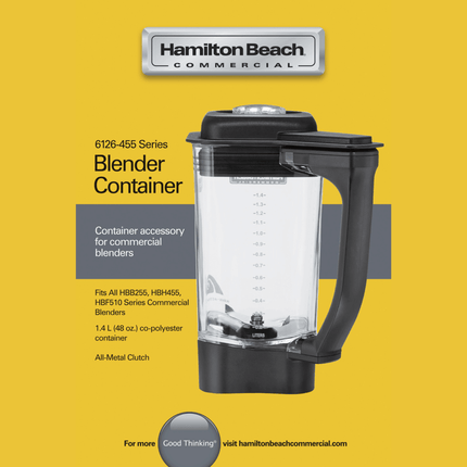 1.4L BPA Free Copolyester (Tritan) Container for Rio, Tango, Expeditor (HBB255, HBH455, HBF510) - hospitality