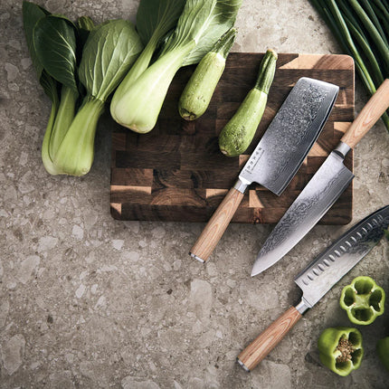 Hattasan Damascus Santoku knife - Custom Wood Designs