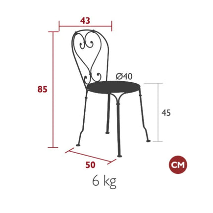Fermob 1900 outdoor chair with a curved metal design