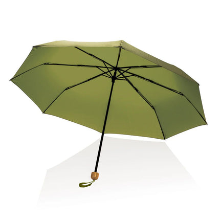 20.5" Impact AWARE™ RPET 190T Pongee bamboo mini umbrella - hospitality