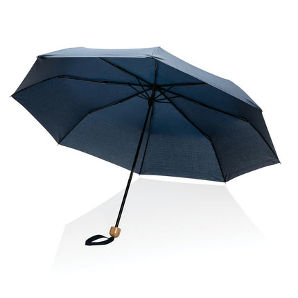 20.5" Impact AWARE™ RPET 190T Pongee bamboo mini umbrella - hospitality