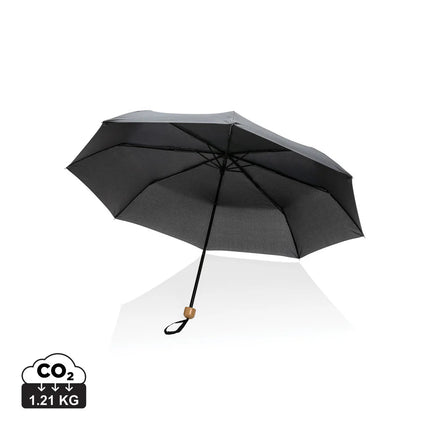20.5" Impact AWARE™ RPET 190T Pongee bamboo mini umbrella - hospitality