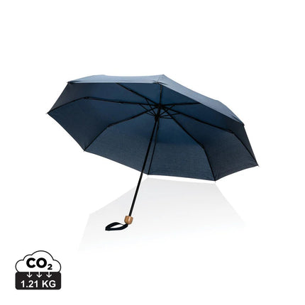 20.5" Impact AWARE™ RPET 190T Pongee bamboo mini umbrella - hospitality