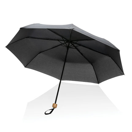 20.5" Impact AWARE™ RPET 190T Pongee bamboo mini umbrella - hospitality