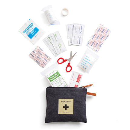 Vinga Asado Collection Luxe first aid kit in textile zip case, designed for car and safety use, with medical supplies inside.