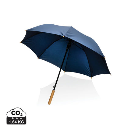 23" Impact AWARE™ RPET 190T auto open bamboo umbrella - hospitality