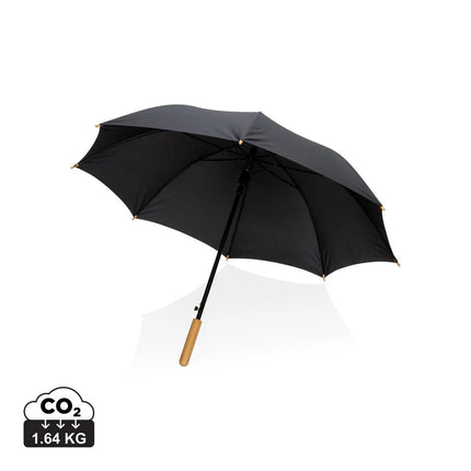 23" Impact AWARE™ RPET 190T auto open bamboo umbrella - hospitality