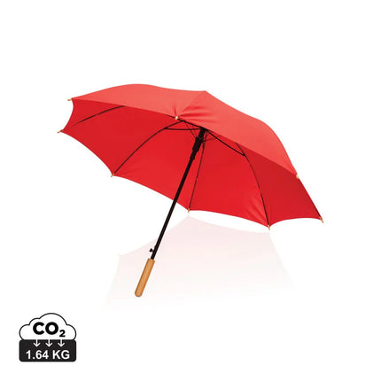 23" Impact AWARE™ RPET 190T auto open bamboo umbrella - hospitality