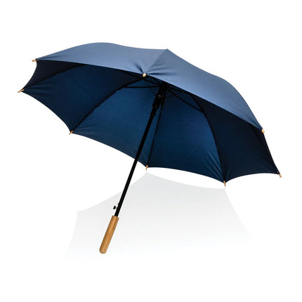 23" Impact AWARE™ RPET 190T auto open bamboo umbrella - hospitality