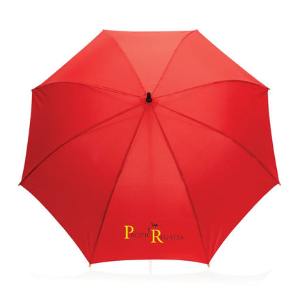 23" Impact AWARE™ RPET 190T auto open bamboo umbrella - hospitality
