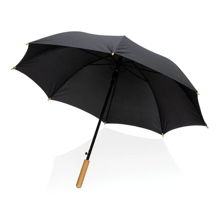 23" Impact AWARE™ RPET 190T auto open bamboo umbrella - hospitality