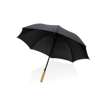 23" Impact AWARE™ RPET 190T auto open bamboo umbrella - hospitality