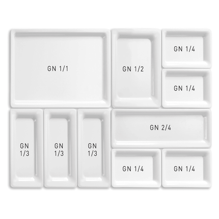 2/4 GN tray, melamine, white - hospitality