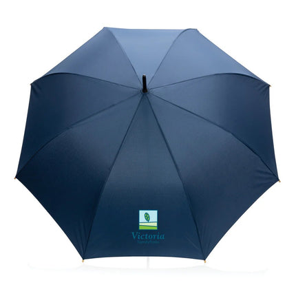 27" Impact AWARE™ RPET 190T auto open bamboo umbrella - hospitality