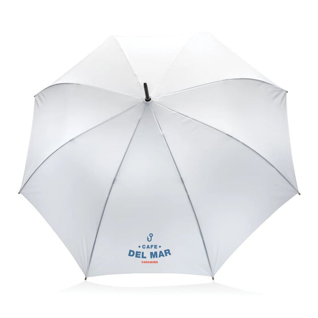 27" Impact AWARE™ RPET 190T auto open bamboo umbrella - hospitality