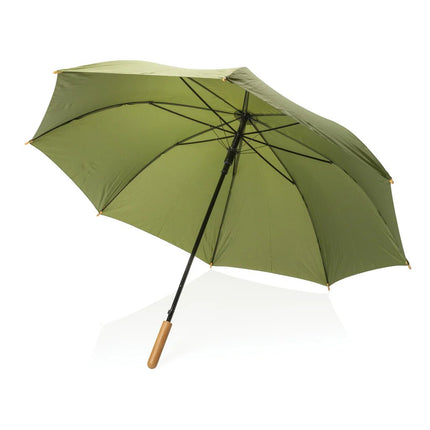 27" Impact AWARE™ RPET 190T auto open bamboo umbrella - hospitality