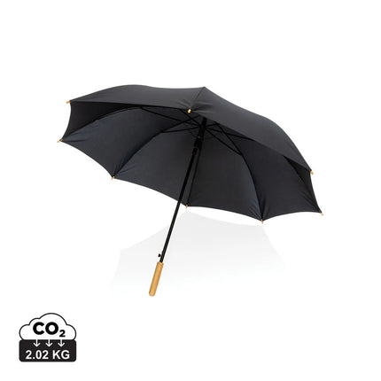 27" Impact AWARE™ RPET 190T auto open bamboo umbrella - hospitality