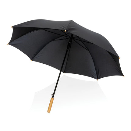 27" Impact AWARE™ RPET 190T auto open bamboo umbrella - hospitality