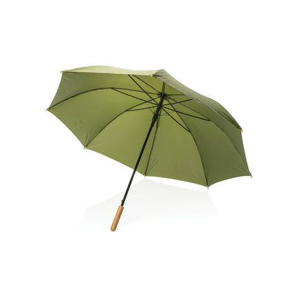 27" Impact AWARE™ RPET 190T auto open bamboo umbrella - hospitality