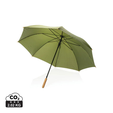 27" Impact AWARE™ RPET 190T auto open bamboo umbrella - hospitality
