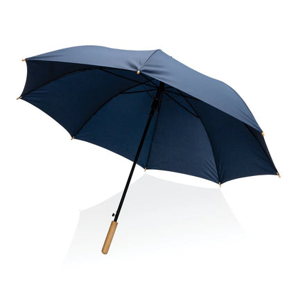 27" Impact AWARE™ RPET 190T auto open bamboo umbrella - hospitality