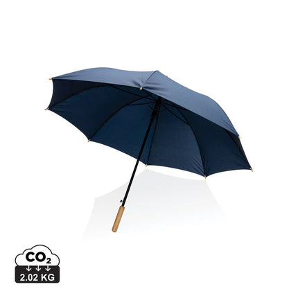 27" Impact AWARE™ RPET 190T auto open bamboo umbrella - hospitality