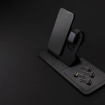 3 in 1 RCS recycled PU wireless charger desk tray - hospitality