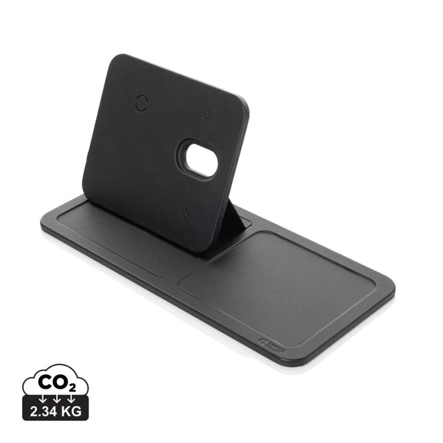3 in 1 RCS recycled PU wireless charger desk tray - hospitality