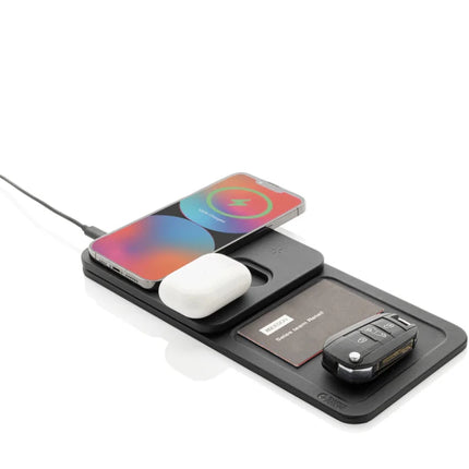 3 in 1 RCS recycled PU wireless charger desk tray - hospitality