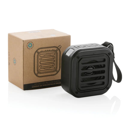 3W RCS recycled plastic wireless sunwave solar speaker - hospitality