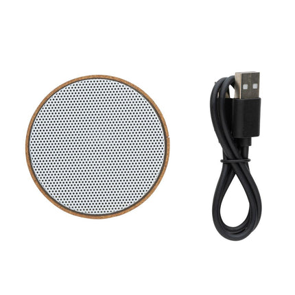Wireless cork speaker from Custom Wood Designs, 3W portable speaker with natural cork finish, shown in a pack of 25.