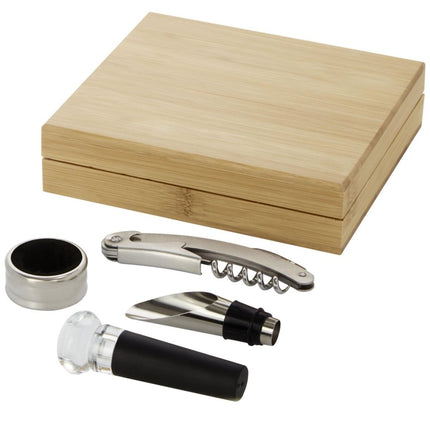 4 piece wine set in bamboo box pack of 25 - hospitality