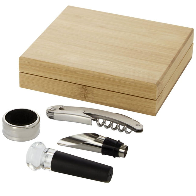 4 piece wine set in bamboo box pack of 25 - hospitality